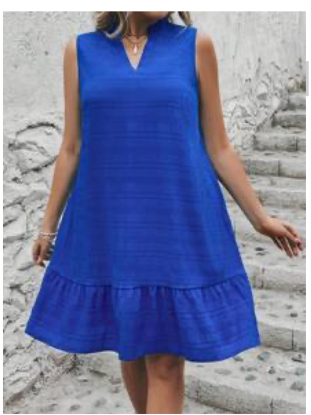 Shein Curve 2XL Royal Blue Ruffle Hem Dress